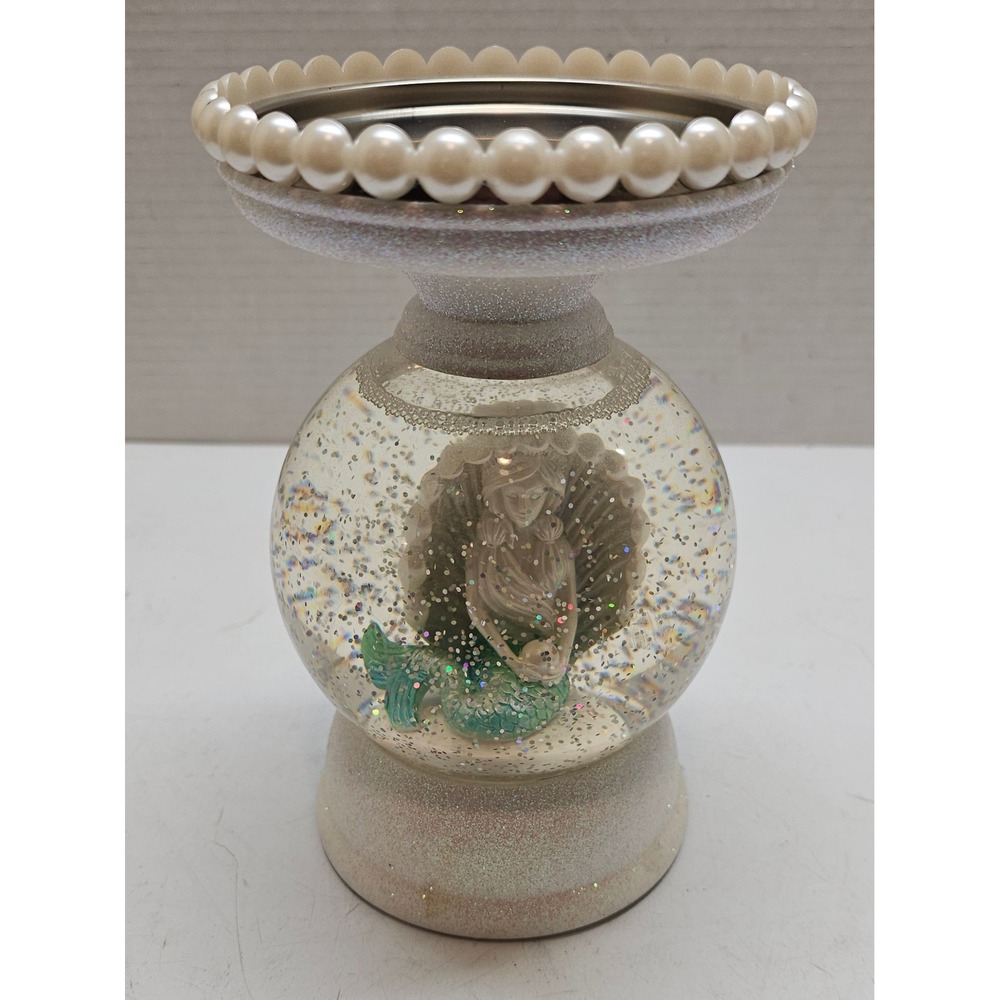 Bath & Body Works Mermaid Water Globe 3-Wick Candle Holder Light Up Glitter